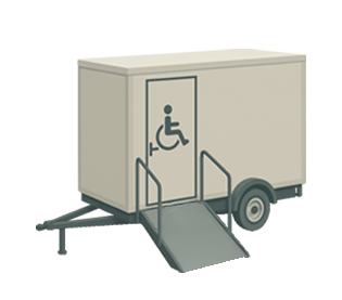 Barrierefreier Toilettenwagen mieten: 3D-Modell eines barrierefreien Toilettenwagens
